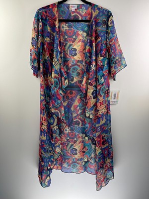 NEW LuLaRoe Shirley Kimono S Funky Patchwork Geometric Chiffon Flowing Cover Up