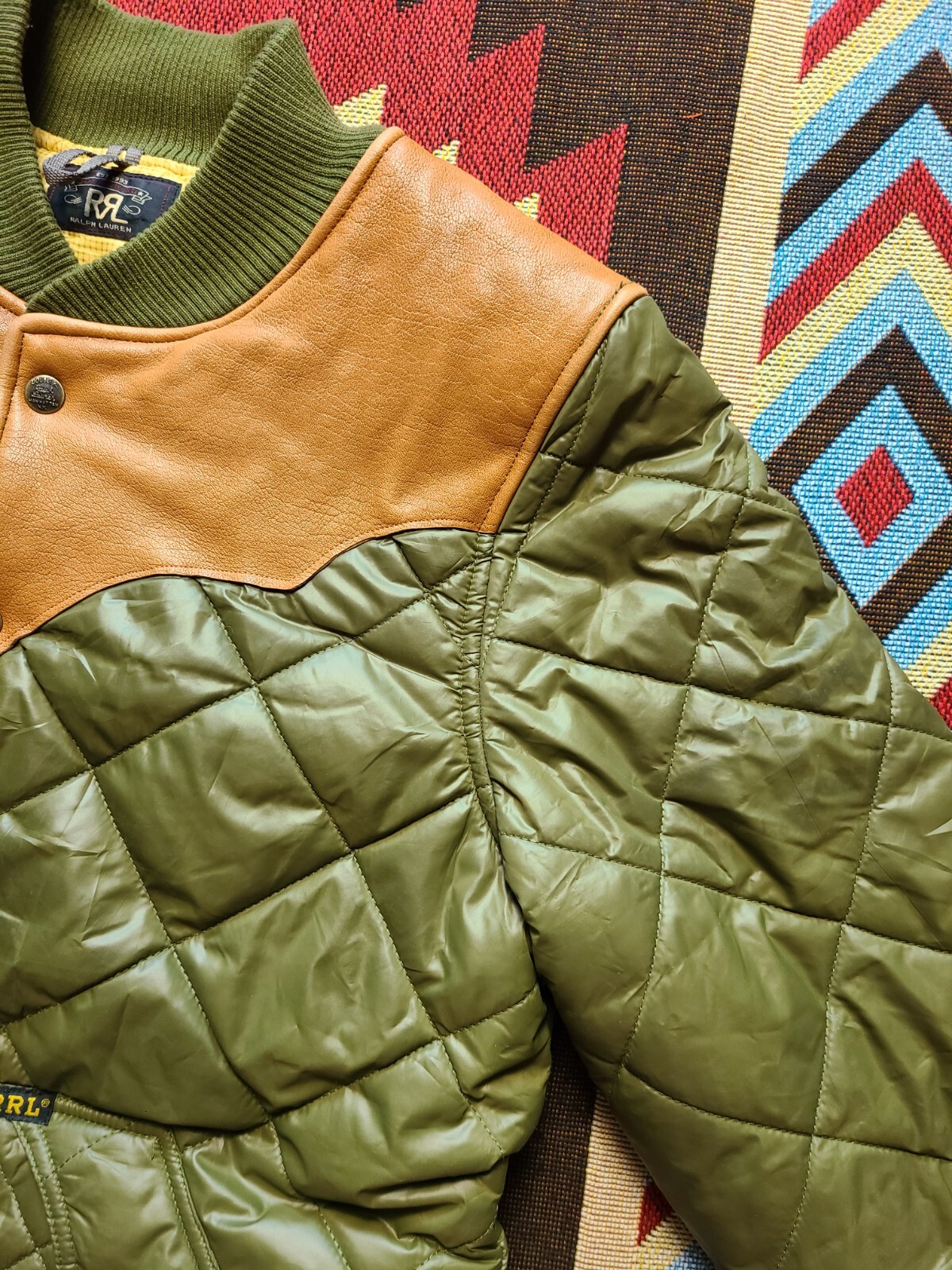 Double RL RRL Ralph Lauren Leather Yoke Diamond Quilted Western Jacket