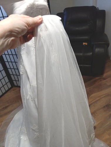 NEW with Tag White Wedding dress & Vail Size 6 Vail Davids Bridal Beaded Laced - 第 14/24 張圖片