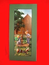 JOHN DEERE PEDAL TRACTOR ART PRINT - HELPING HAND - C. FREITAG - SIGNED/MAT