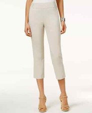 Jm Collection Petite Capris Mid-Rise Stretch Elastic Waist Stonewall Sz PS