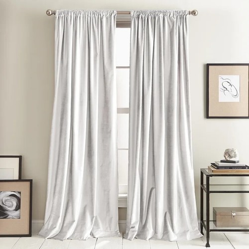 ⚡1 STCK. DKNY Moderner geknoteter Samt Einfarbig Raum Verdunkelung Vorhang Panel ~ Weiß 54"x95" - Bild 2 von 7
