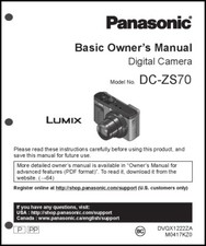 Panasonic Lumix DC-ZS70 Basic Camera User Guide Instruction Manual