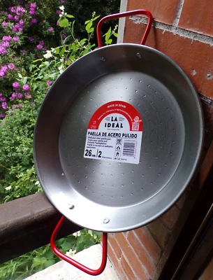 POELE / PLAT A PAELLA - LA IDEAL GARCIMA ESPAGNE - 26 CM / 2 PORT. - 100% NEUF - Photo 1/4