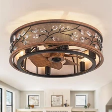 WWM 20" Low Profile Flush Mount Fandelier Ceiling Fan with Lights – Farmho