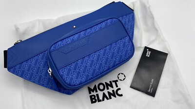 MONTBLANC M_GRAM BLUE LEATHER BELT CROSS BODY FANNY BAG NEW 100