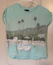 Gap Kids Graphic T-Shirt Cotton XL 12 Mint Green POOL PARTY Summer California