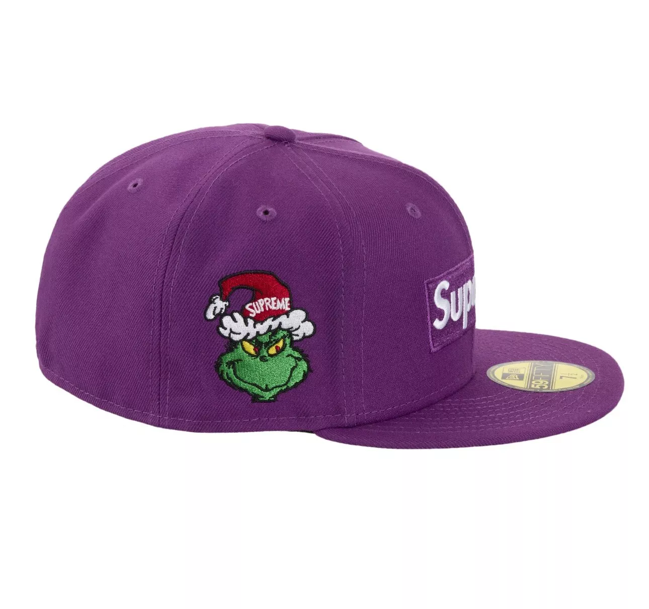 SUPREME GRINCH BOX LOGO NEW ERA CHAPEAU VIOLET TAILLE 7 3/8 FW24 SEMAINE 15 AUTHENTIQUE NEUF