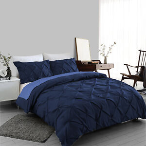 Navy Pintuck Duvet Cover Set 100, What Are The Dimensions Of A Queen Duvet Cover