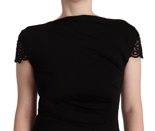 CLASS ROBERTO CAVALLI Dress Sheath Black Viscose Short Sleeves IT42/US8/M $800 - Picture 4 of 8