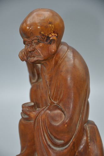 Chinese Boxwood Carving Buddha Lohan Figurine - Picture 6 of 9