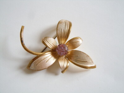 Broche Fantaisie Ancienne Strass Doré - Environ 3 Cm Occasion Vintage
