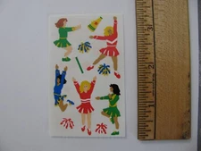 Mrs. Grossman's Stickers CHEERLEADERS Pom Poms Megaphone 1 Mod 2" X 3.25" NOS a
