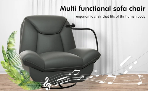 Oversized Power Recliner Chair 270°Swivel Electric Glider Recliner Sofa Leather