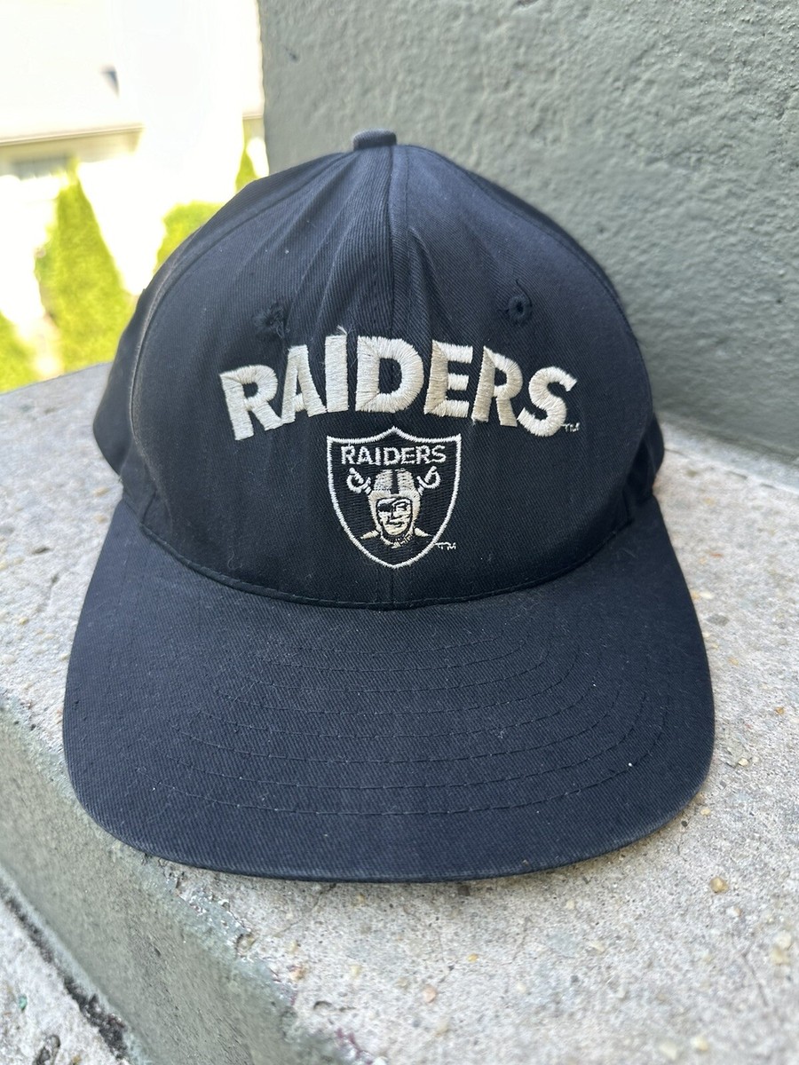 Oakland Raiders Black Vintage Snapback Hat Cap 90s AJD NFL