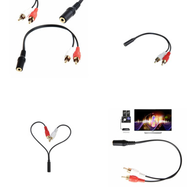 US 1 Pack 2 RCA Male Plug to 3.5mm Female Aux Audio Headphone Jack Converter