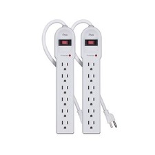 KMC 6-Outlet Surge Protector Power Strip 2-Pack, Overload Protection, 4-Foot ...
