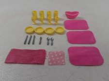 VTG Barbie Assorted Yellow Kitchen Accessories Lot of 24 pcs Placemats Cups Bowl