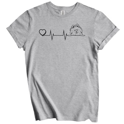 Heart Heartbeat Line Chart Pomeranian Dog Breed T-Shirt