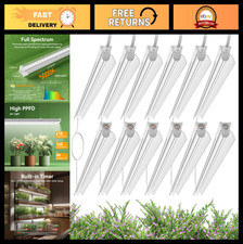 4FT LED Grow Light Strips for Indoor Plants, Full Spectrum 5000K, Linkable Timer