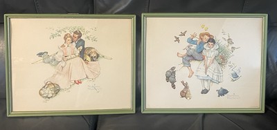 Vintage Set Of 2 Norman Rockwell Prints  Flowers In Tender Bloom   Sweet Song 