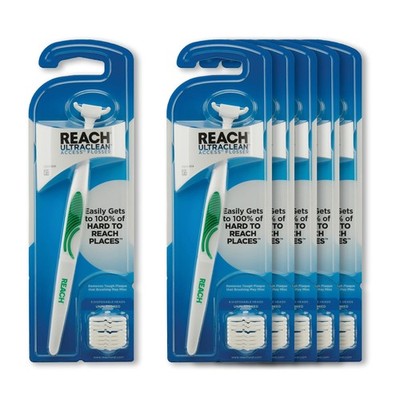 REACH Ultraclean Access Flosser Starter Kit, 1 count (Pack of 6), White 