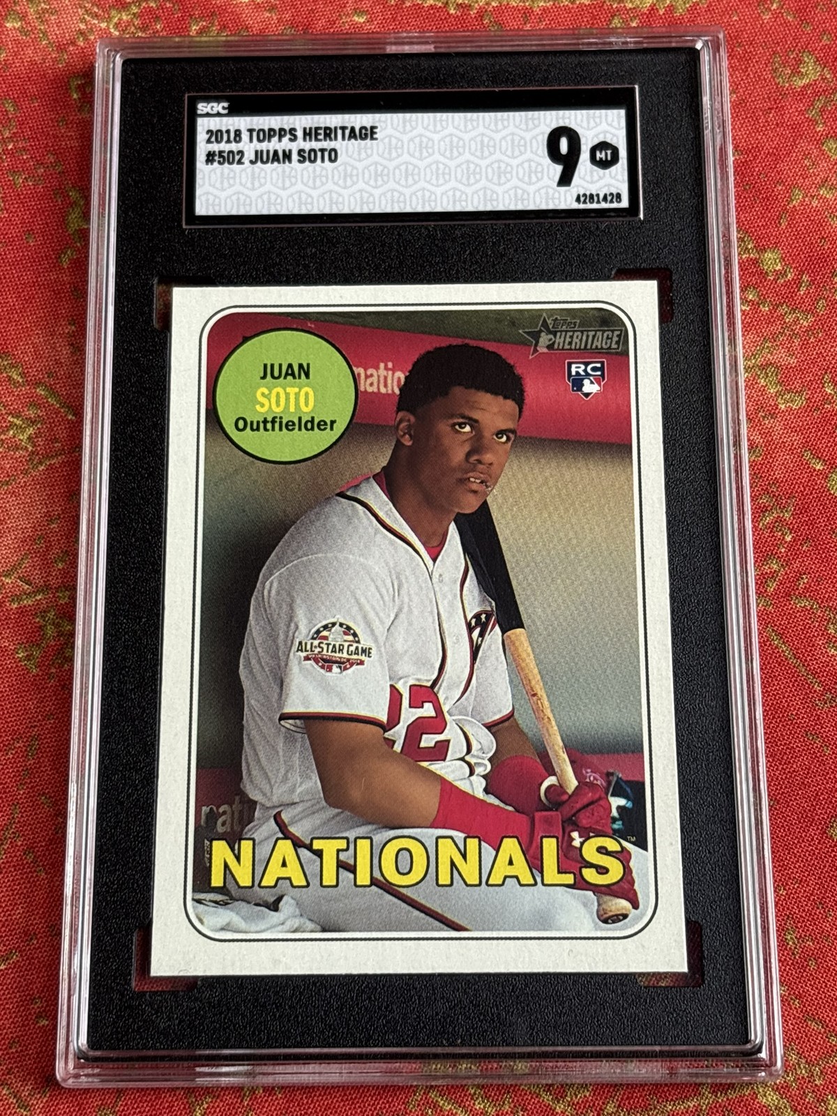 2018 Topps Heritage Juan Soto #502 RC Rookie Nationals New York Mets SGC 9