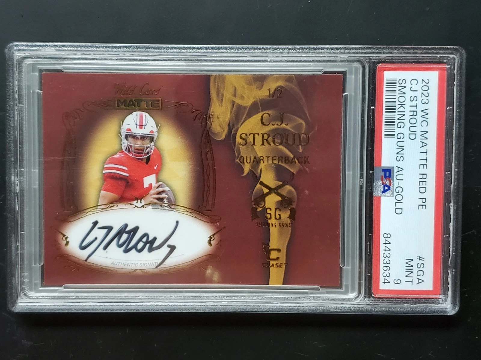 CJ Stroud Wild Card Matte Red Premium Edition Smoking Guns Autographs #SGA Gold