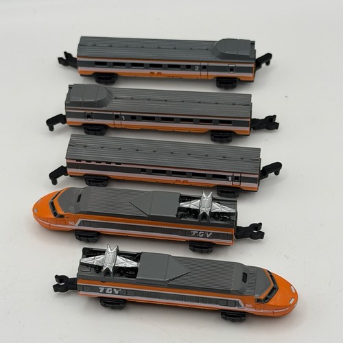 1989 Galoob Micro Machines Orange Train Passenger Cars And Engine - Afbeelding 2 van 8