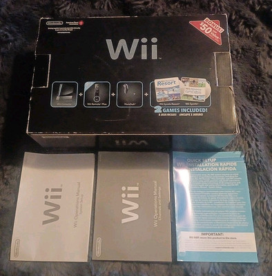 Nintendo Wii Black Console BOX & MANUALS ONLY - NO SYSTEM - EMPTY BOX ONLY