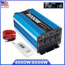 4000W 8000W Power Inverter Pure Sine Wave 24V to 110V 60Hz Converter Camping RV