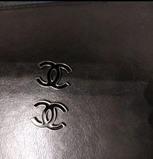 Chanel Black/Silver Replacement Push-in Temple Logo 1 Pair 7975