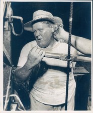 1952 Tiny Dunlap Well Digger Operator Wide Brimmed Hat Historic Vintage Photo