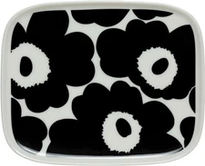 MARIMEKKO - Oiva Unikko Rectangular Small Plate | Black & White Poppy Design
