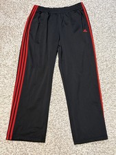 Vintage Y2K Adidas Men s L Black Red Three Stripe Sweatpants Straight Leg