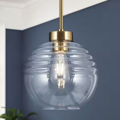 Uolfin Modern Kitchen Island Pendant Light Bubble 1-Light Brass Gold Pendant