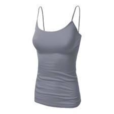 WOMEN'S CAMI TUNIC TANK TOP LADIES PLAIN VISCOSE STRAPPY VEST BASIC STRECH SHIRT