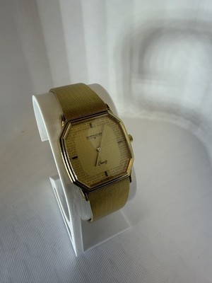 Vintage Wittnauer Tank Watch Men 30mm Texture Dial Gold New Battery