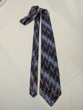 Bugatti Silk Men's Tie Vintage Usa Made Blue Burgundy Abstract 57x4