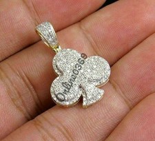 Mens Certified Natural diamond Club Flower Charm DJ Pendant 925 Silver Free Stud