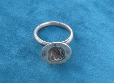 Rare Medieval Silver Seal Ring of Jesus Christ.