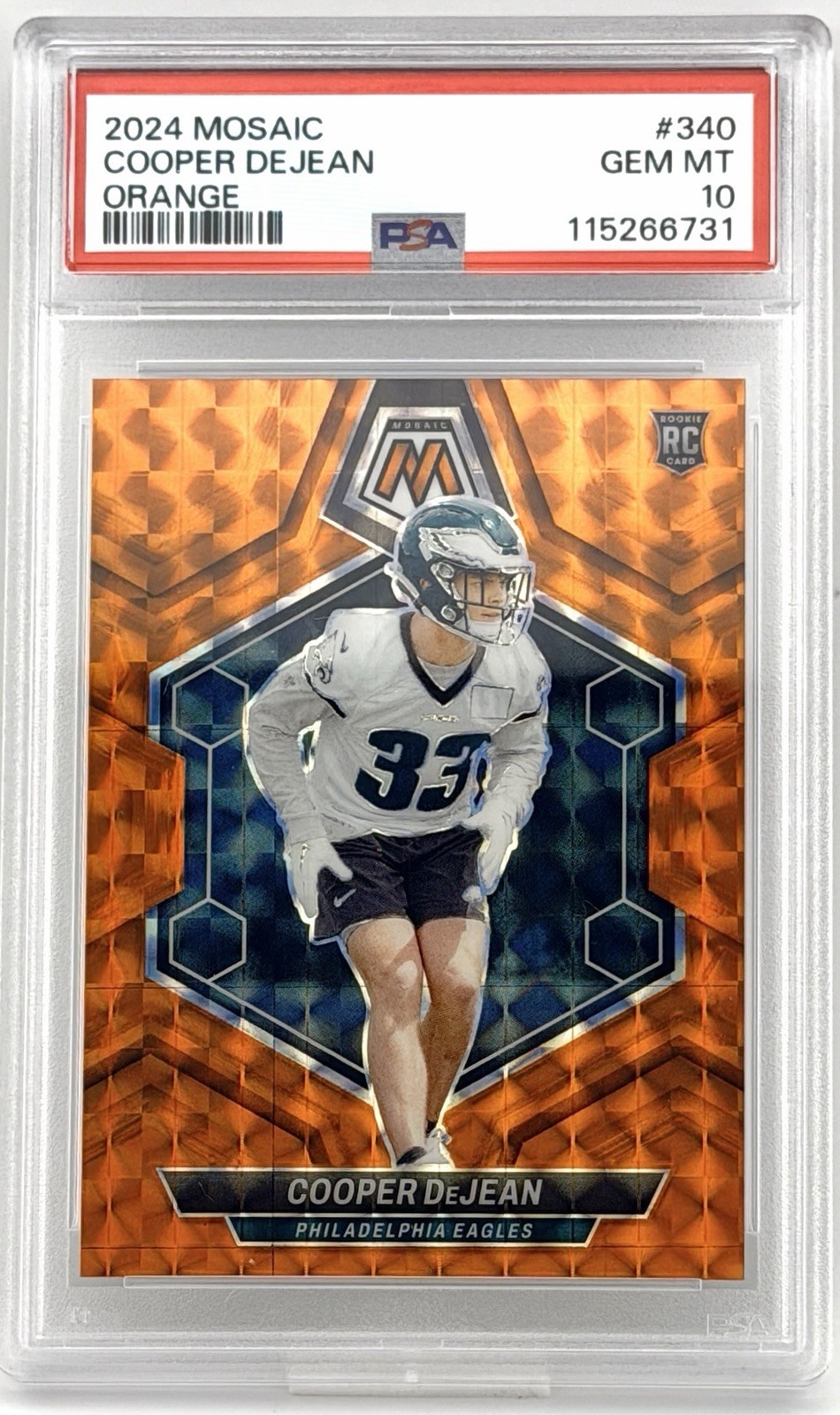 Cooper DeJean 2024 Mosaic Rookie RC #340 Orange Prizm PSA 10☃️