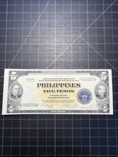 Philippines 1944 Victory 5 Pesos Pick 96a AU Crisp 