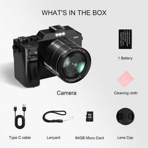 Digital Camera with WiFi, 64MP Photography and 4K 5K Vlogging Camera Kit for ... - Picture 9 of 9