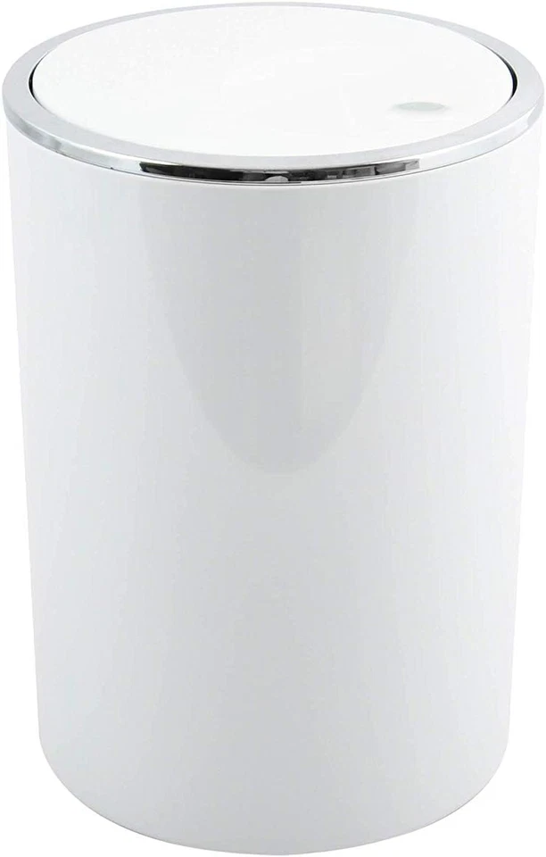 Poubelle Couvercle Basculant Amovible - Design Moderne Ronde - 6L - Blanc - Photo 1/4