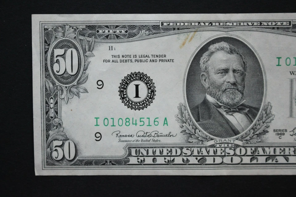 1969 C $50  Federal Reserve Note/Minneapolis/F-2117I/lightly circulated/rare - Image 2 of 4