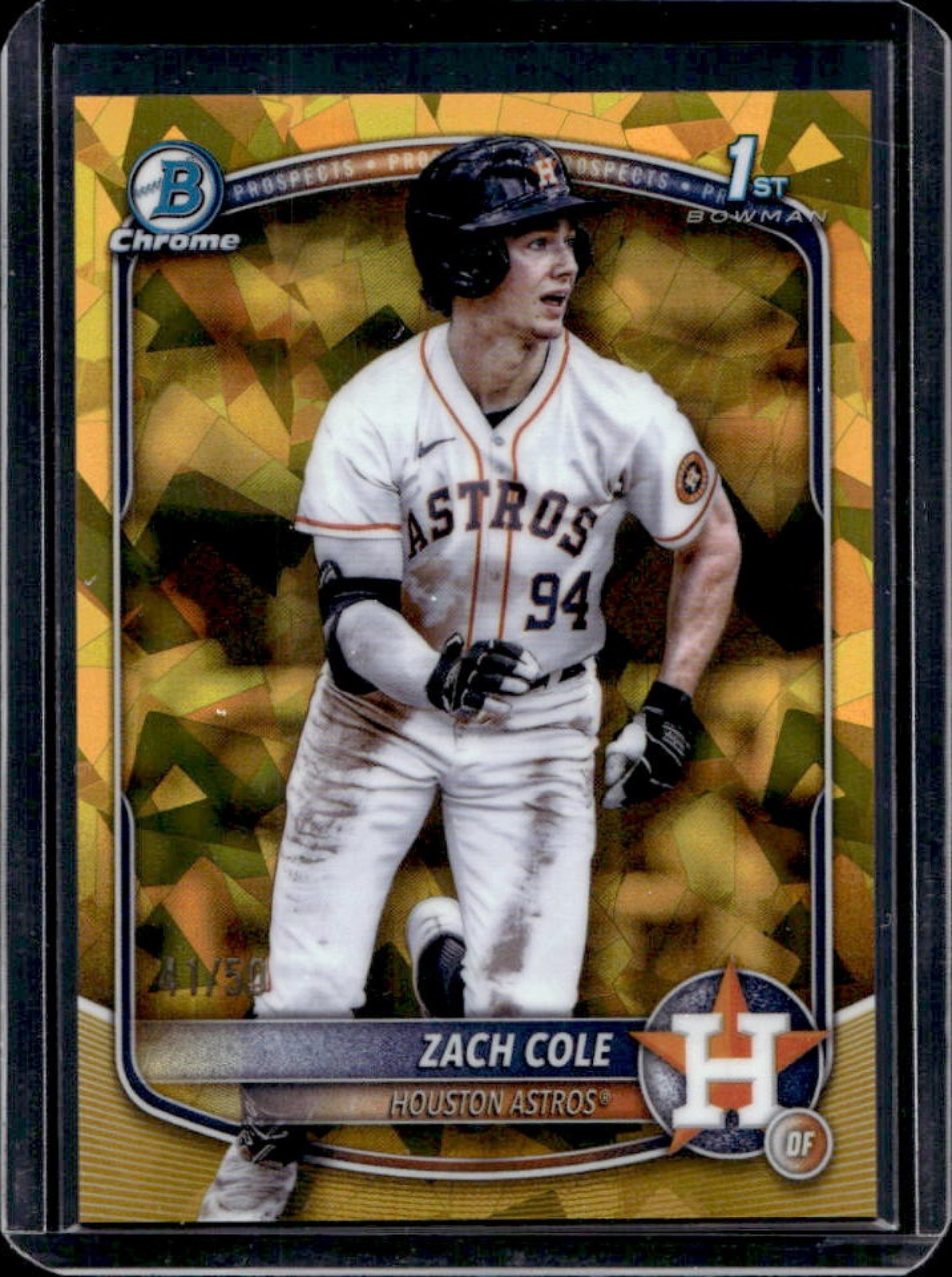 2025 Bowman Chrome Sapphire Zach Cole Gold Refractor 1st #41/50 Astros