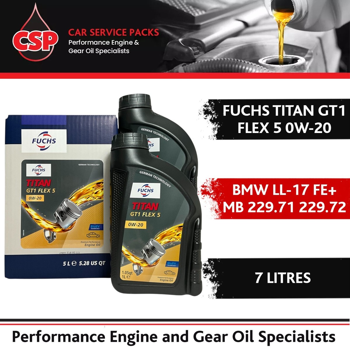 Fuchs TITAN GT1 FLEX 5 0W20 Engine Oil BMW LL-17 FE+ MB 229.71