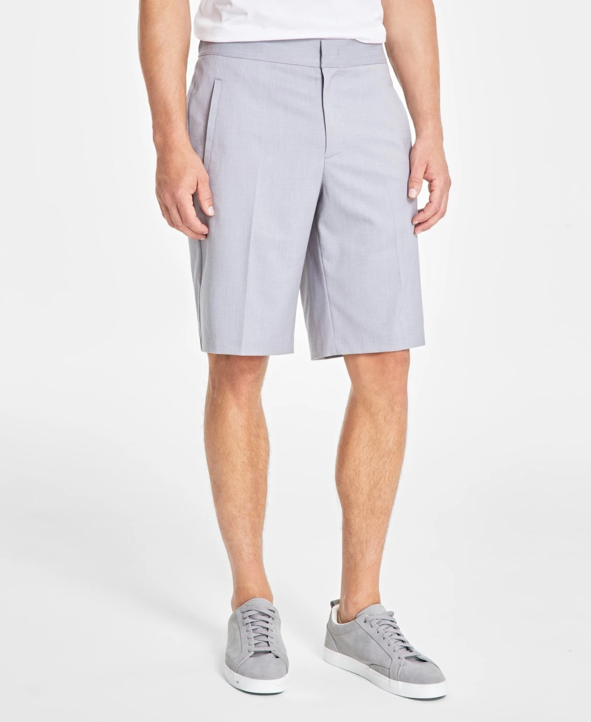 Alfani E3743 Men's Clean Heathered 11" Shorts, Casual Grey Heathe Size 36
