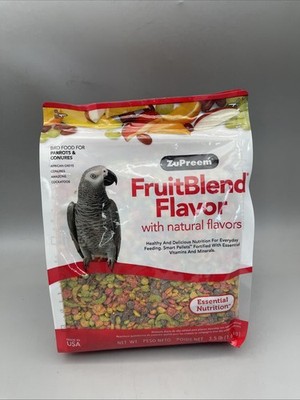 ZuPreem FruitBlend Bird Food Pellets, Daily 3.lb Bag For Parrots Conures 11/26
